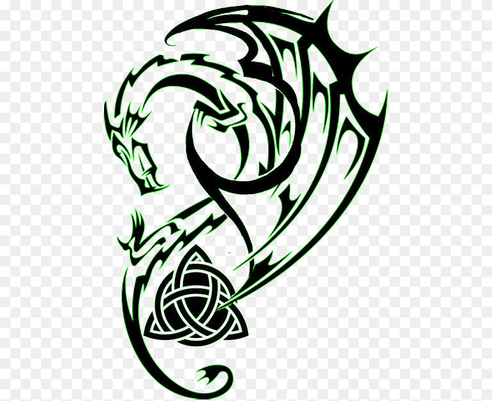 Tribal Dragon Heart Tattoo Black And White Dragon Tattoo Free Png Download