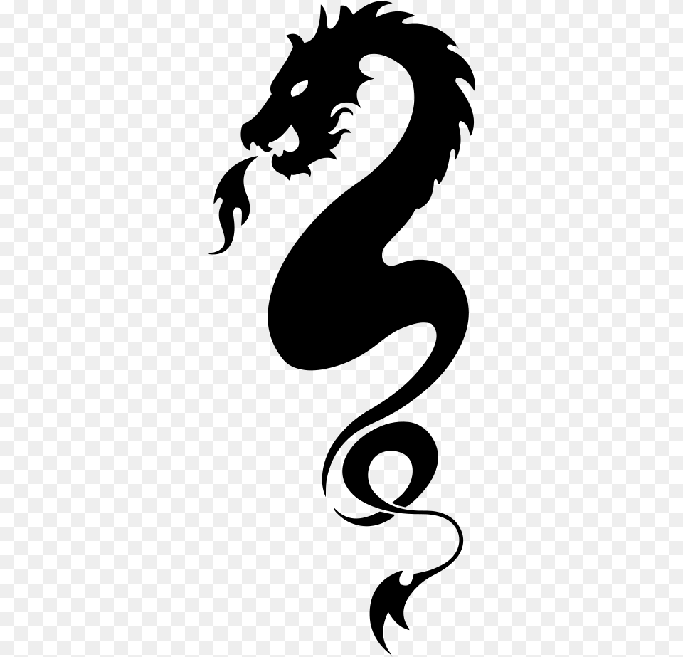 Tribal Dragon Tattoos Dragon Stencil, Gray Free Png Download