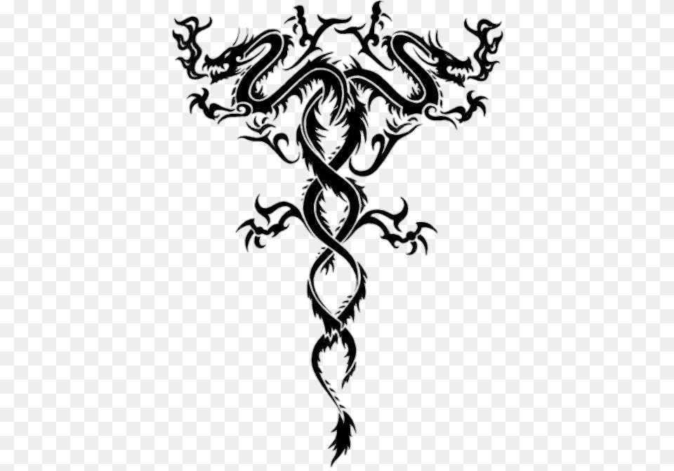 Tribal Dragon Twin Dragon Tattoo Designs, Art, Cross, Symbol, Drawing Free Transparent Png