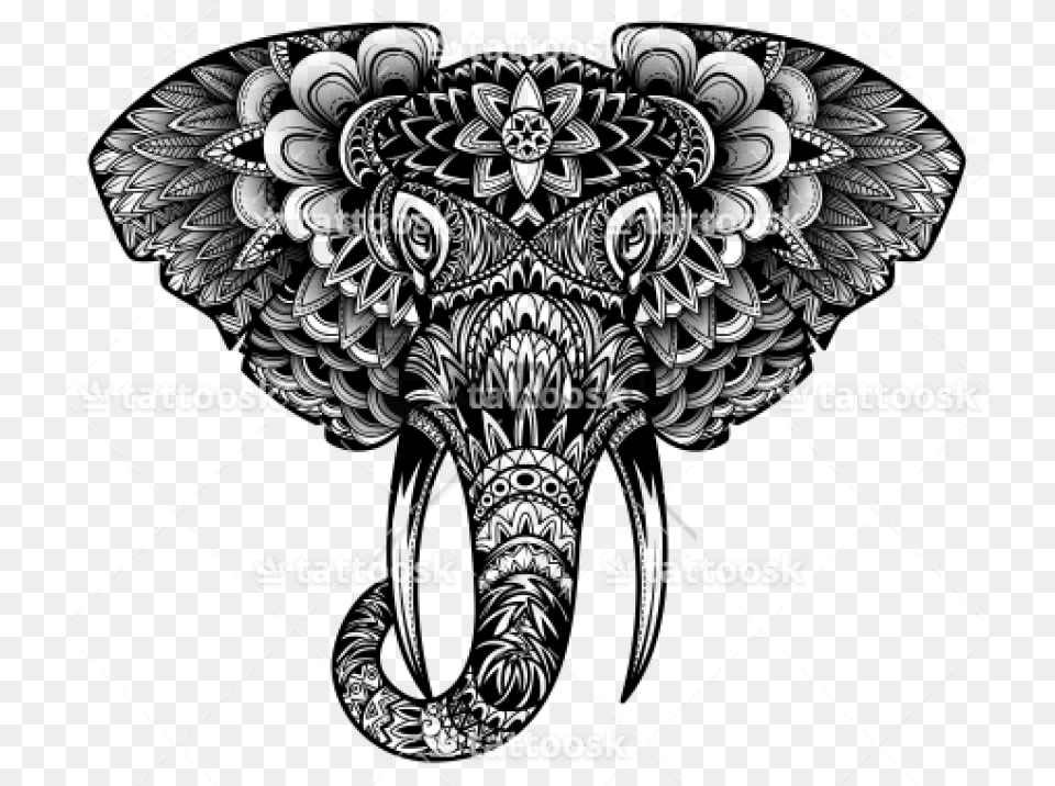 Tribal Elephant Tribal Elephant Head Tattoo, Animal, Mammal, Wildlife, Electronics Free Transparent Png