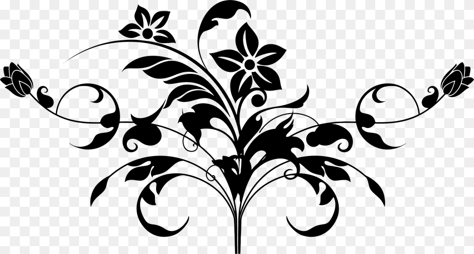 Tribal Flower Floral Motif, Gray Png Image