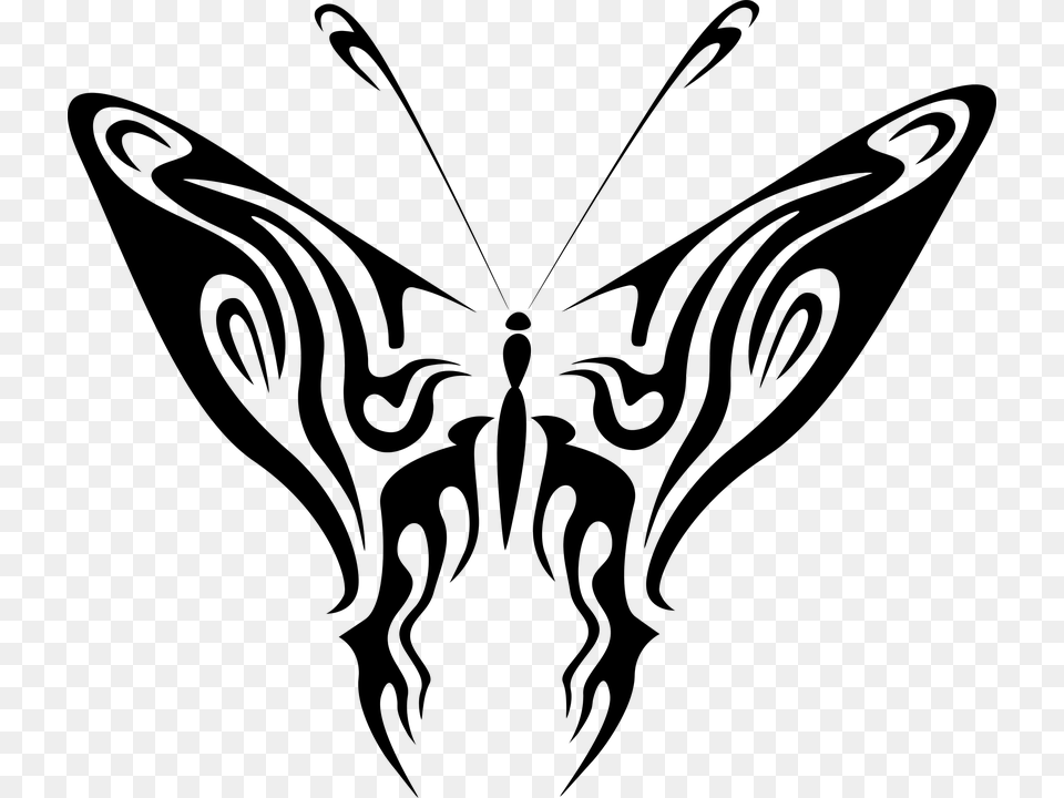 Tribal Line Art 23 Buy Clip Art Blue Butterfly, Gray Free Png Download
