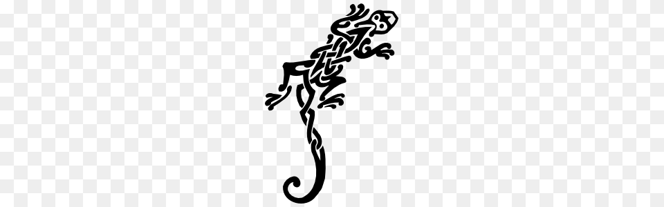 Tribal Lizard Gecko With Curly Tail Sticker, Stencil, Silhouette, Text, Person Png