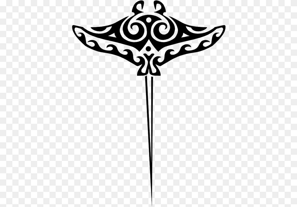 Tribal Manta Ray Tattoo, Gray Png Image