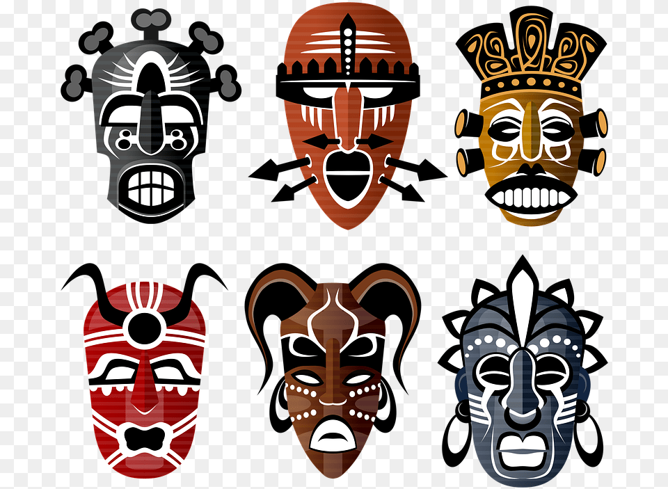 Tribal Masks African Culture Set Mask Ethnic Princess And The Frog Voodoo Masks, Emblem, Symbol, Architecture, Pillar Free Transparent Png