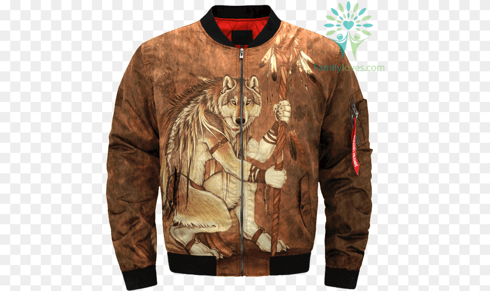 Tribal Native Anthro Wolf Wolves Over Print Bomber, Clothing, Coat, Jacket, Adult Free Png Download