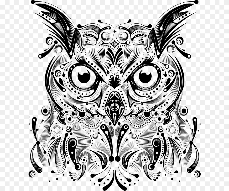 Tribal Owl Throw Pillow, Gray Free Transparent Png