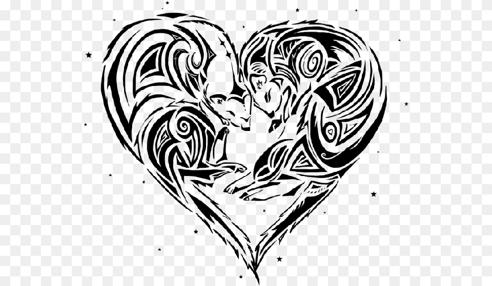 Tribal Rodent Couple Curled In Heart Tattoo Design Valkyrie Wing Tattoo Back, Gray Free Png