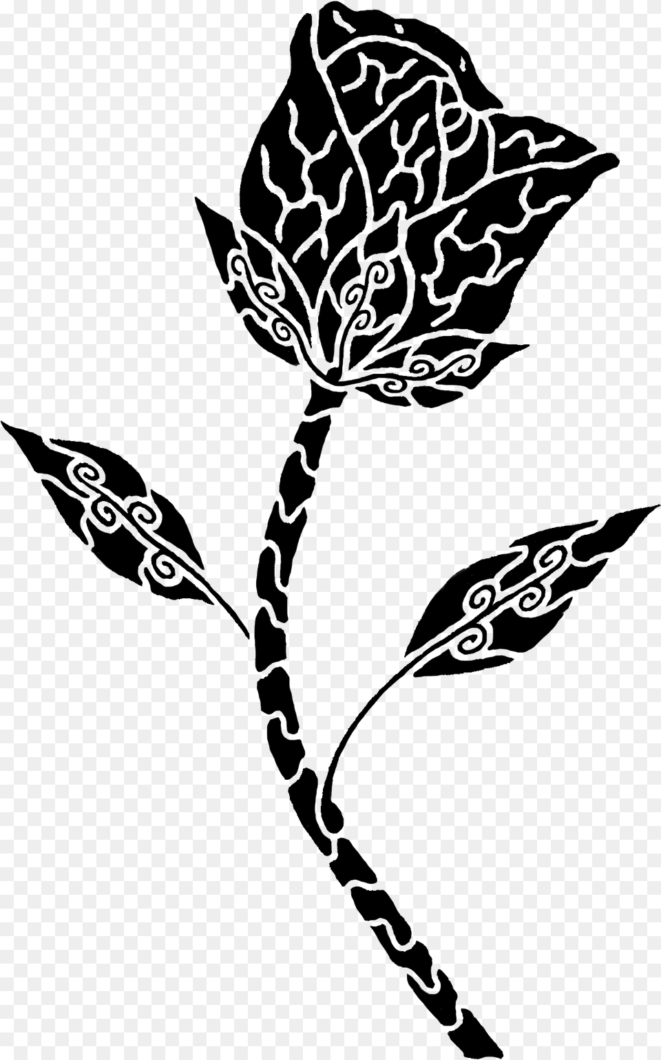 Tribal Rose Tattoo Design, Leaf, Plant, Silhouette, Stencil Png Image