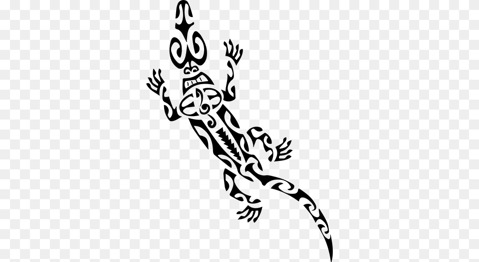 Tribal Salamander Sticker Crocodile Maori, Gray Png Image
