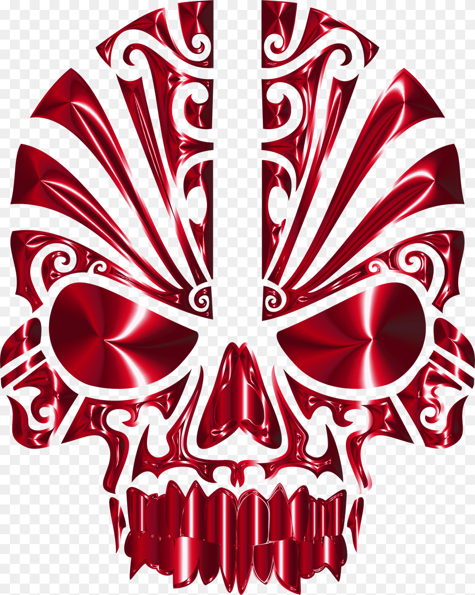 Tribal Skull Silhouette 2 Crimson Maori Skull Tattoo, Art, Graphics, Maroon, Emblem Png Image