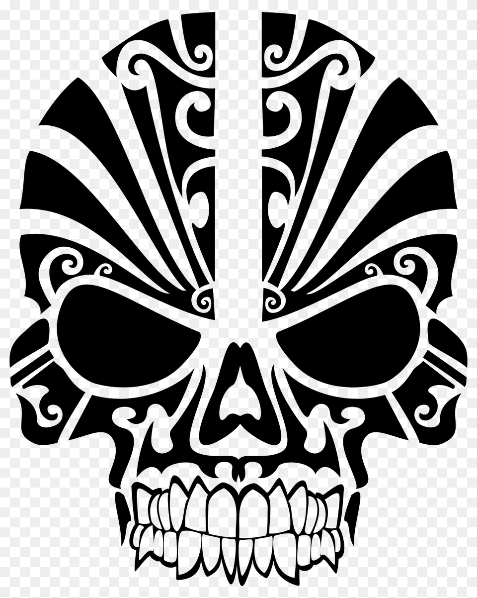 Tribal Skull Stencil Clipart, Emblem, Symbol, Person Free Png Download