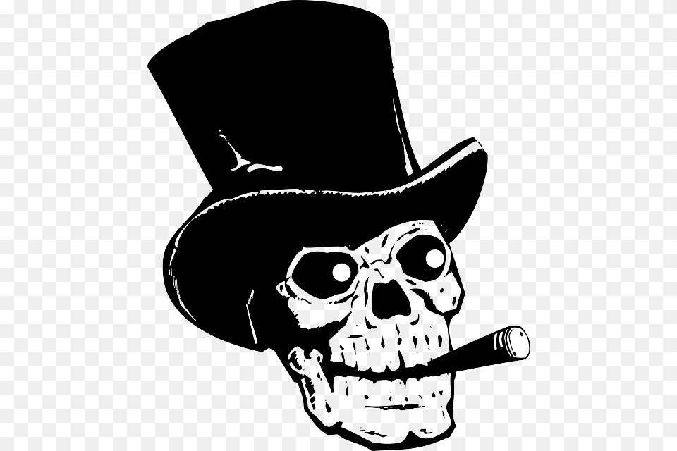 Tribal Skull Tattoo Skull With Top Hat And Cigar, Clothing, Stencil, Animal, Fish Free Transparent Png