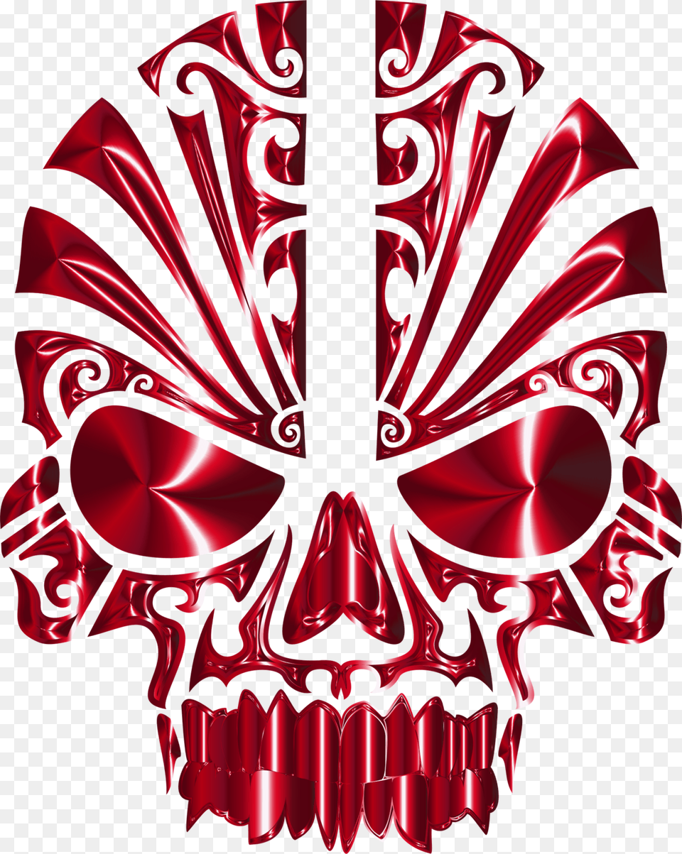 Tribal Skull Vector, Art, Graphics, Maroon, Emblem Png