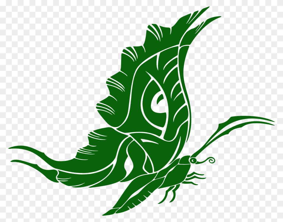Tribal Style Butterfly Silhouette, Green, Dragon Free Transparent Png