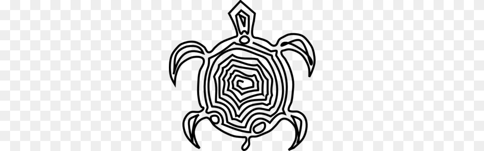 Tribal Turtle Clip Art, Gray Png