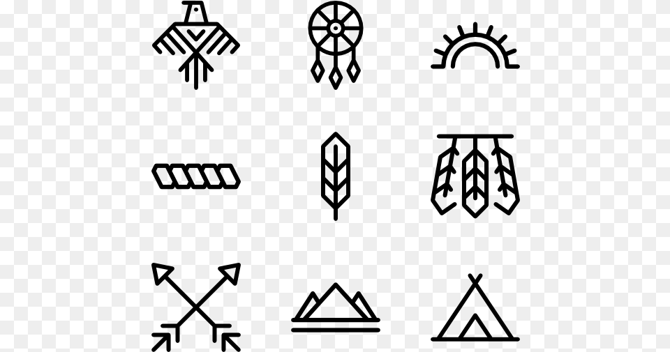 Tribal Vector Native American Symbols, Gray Free Transparent Png