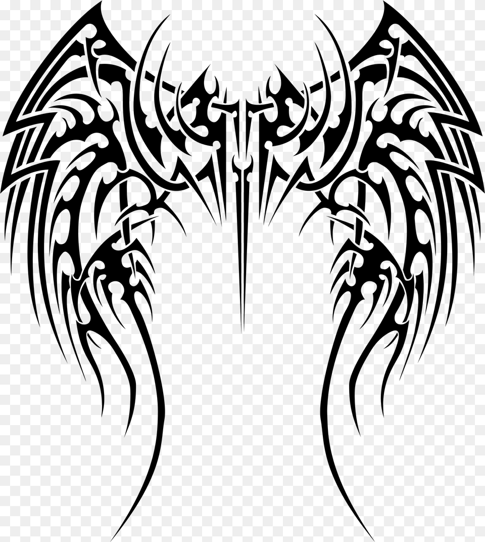 Tribal Wings Tattoo Designs, Gray Free Transparent Png