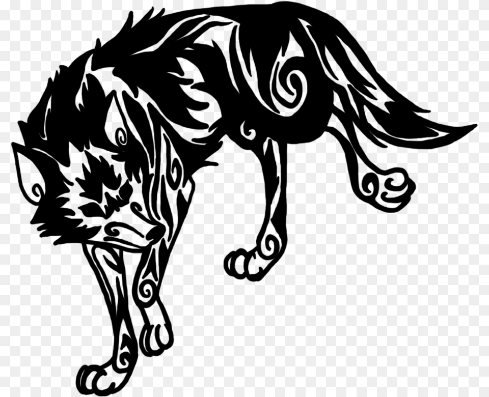 Tribal Wolf 1 By Chos N One D6bdk2s Transparent Tribal Wolf, Gray Png Image