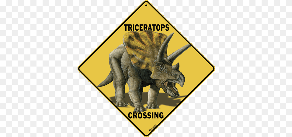 Triceratops Crossing Sign Dinosaurs Crossing Sign, Accessories, Animal, Dinosaur, Reptile Png Image