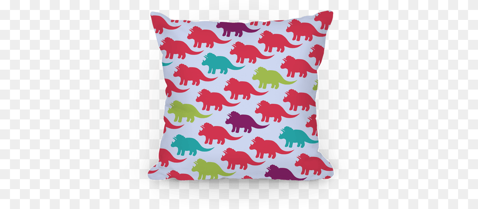 Triceratops Dino Pattern Pillow Cushion, Home Decor, Animal, Mammal, Bear Png