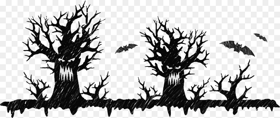Trick Or Treat Clipart Black And White Clipart Halloween Borders, Silhouette, Animal, Bird, Art Png Image