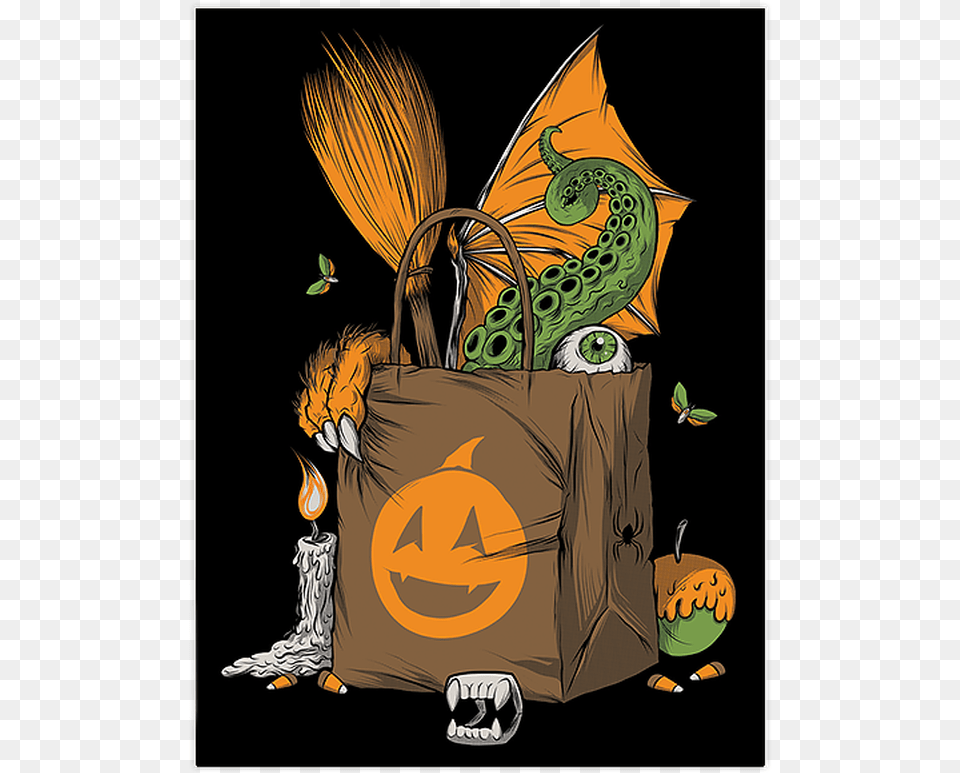 Trick Or Treat Screen Print, Bag, Person Png