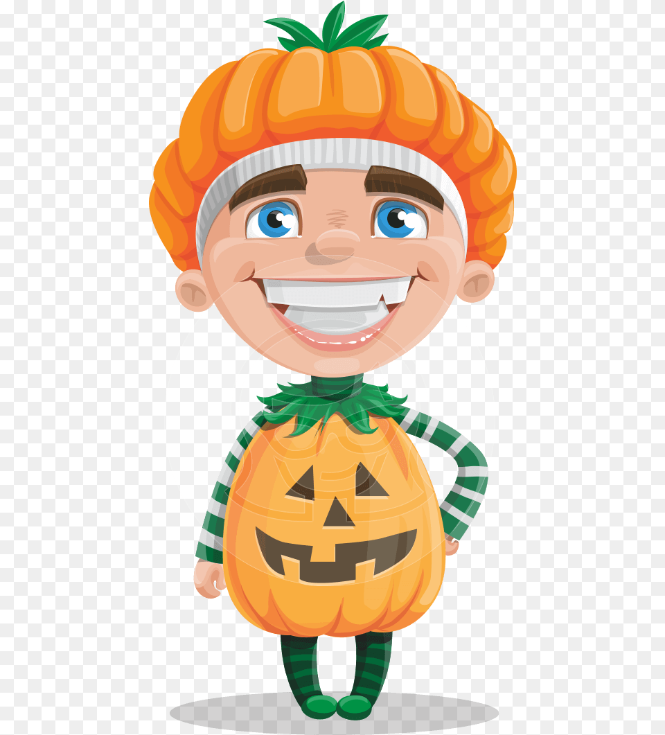 Trick Or Treating Kid Cartoon, Food, Plant, Produce, Pumpkin Free Png Download