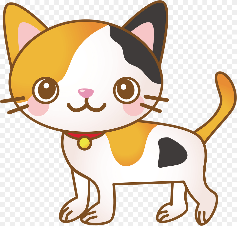 Tricolor Cartoon Kitten Clipart, Animal, Canine, Mammal, Pet Free Png
