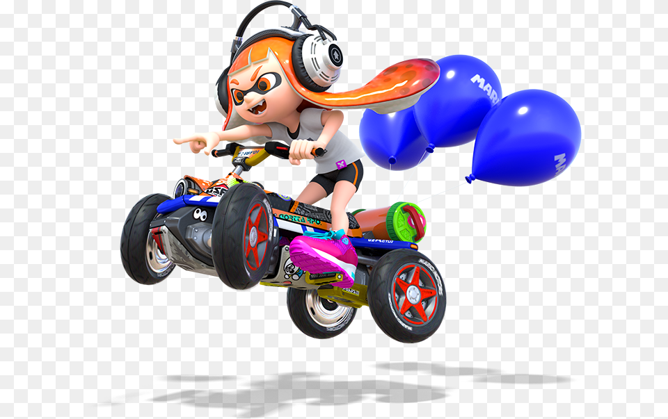 Tricycle Mario Kart 8 Deluxe Inkling, Wheel, Machine, Balloon, Person Png