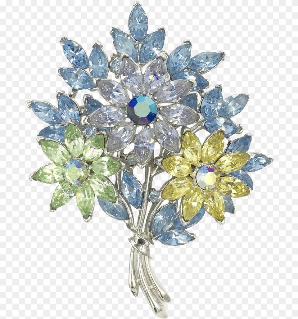 Trifari Bouquet Flower Pin With Layered Pastel Rhinestone, Accessories, Brooch, Jewelry, Chandelier Free Png