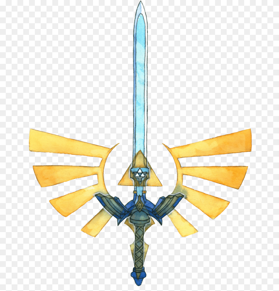 Triforce With Master Sword, Weapon, Symbol, Cross, Knife Png Image
