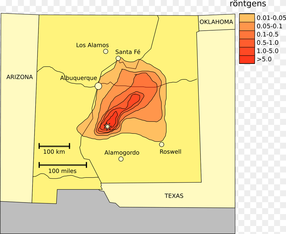 Trinity Fallout Trinity Test Fallout Map, Chart, Plot, Diagram Free Png