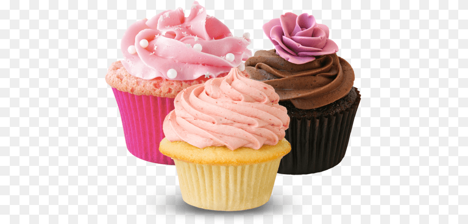 Trio Cupcakes Katybakerycom Cupcakes, Cake, Cream, Cupcake, Dessert Png Image