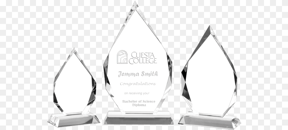 Trio Of Crystal Corporate Awards Cuesta College, Trophy Free Transparent Png