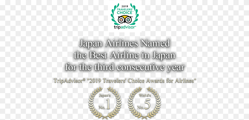 Tripadvisor Has Awarded Japan Airlines As 2019 Best Airline Circle, Advertisement, Logo, Poster, Text Png