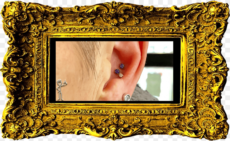 Triple Cartilage Piercing Victorian Picture Frame, Accessories, Jewelry, Earring, Gemstone Free Png