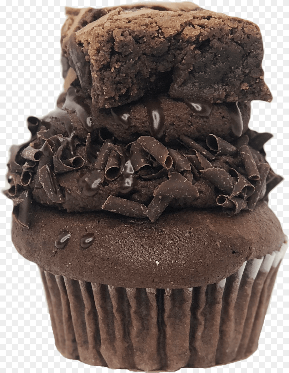 Triple Chocolate Brownie Cupcake Cupcake, Dessert, Cake, Cream, Food Png Image