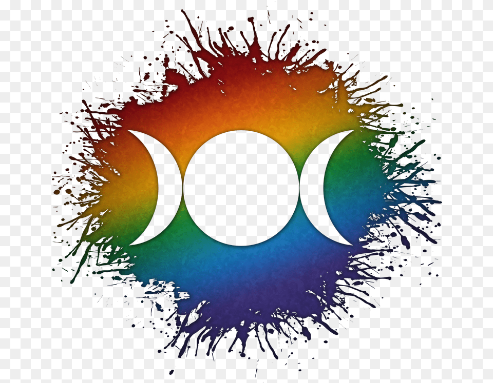 Triple Goddess Moon Symbol Silhouetted Out Of Lgbtq Rainbow Atheist Symbol, Pattern, Accessories, Fractal, Ornament Free Png Download