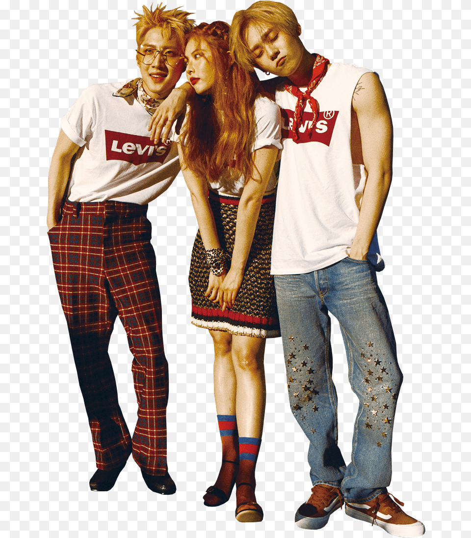 Triple H Kpop Download Hyuna E Dawn And Hui, Jeans, Clothing, Pants, Person Free Transparent Png