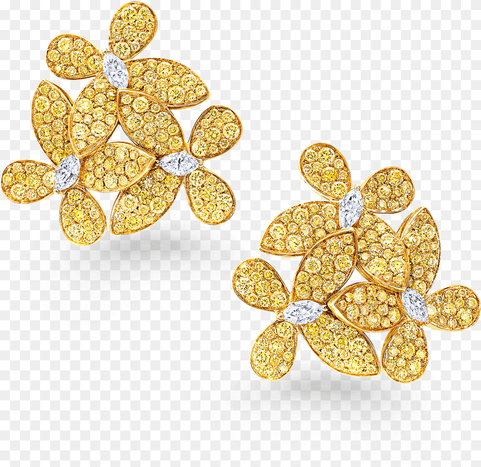 Triple Pav Butterfly Earrings Yellow And White Diamond Graff Solid, Accessories, Gemstone, Jewelry, Brooch Free Png