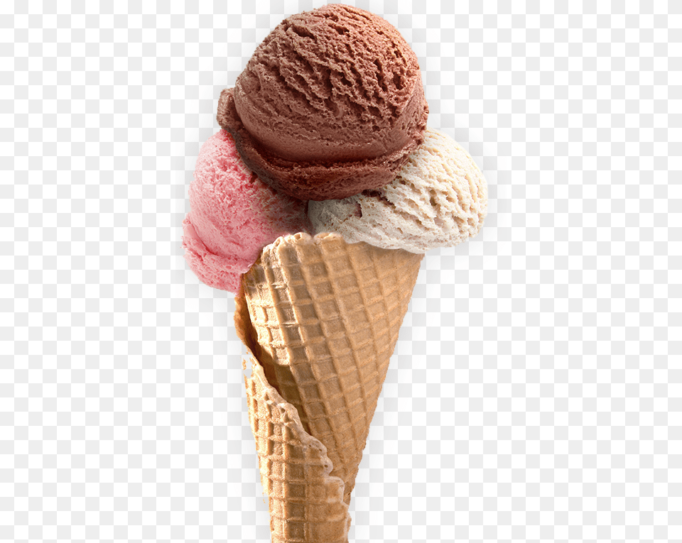 Triple Scoop Ice Cream Cone, Dessert, Food, Ice Cream, Soft Serve Ice Cream Png