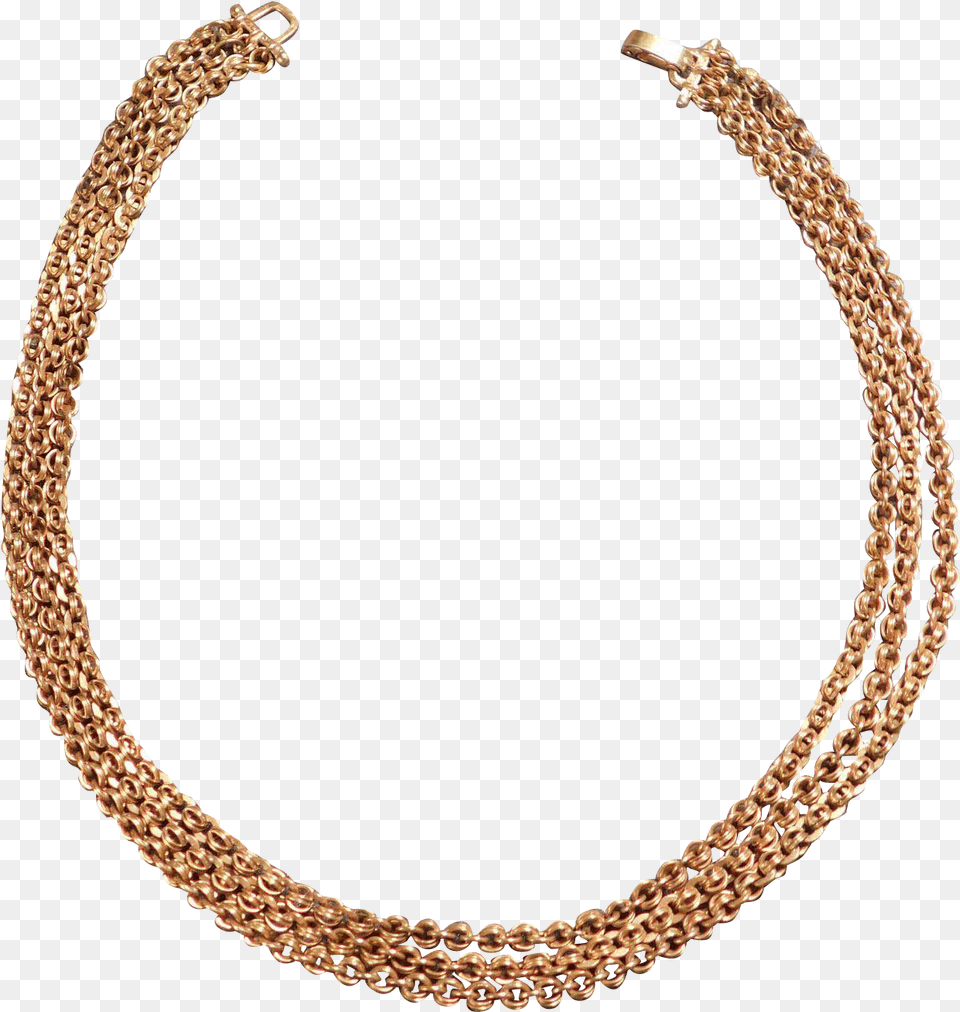 Triple Strand 14 Karat Gold Chain Choker With Overlay Solid, Accessories, Jewelry, Necklace, Bracelet Png