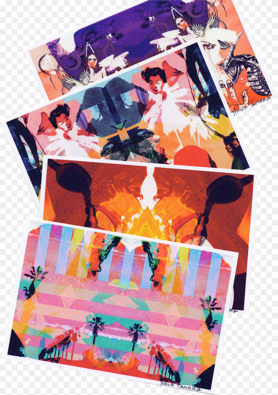 Trippy Collage Post Cards Set Of 4 Free Transparent Png