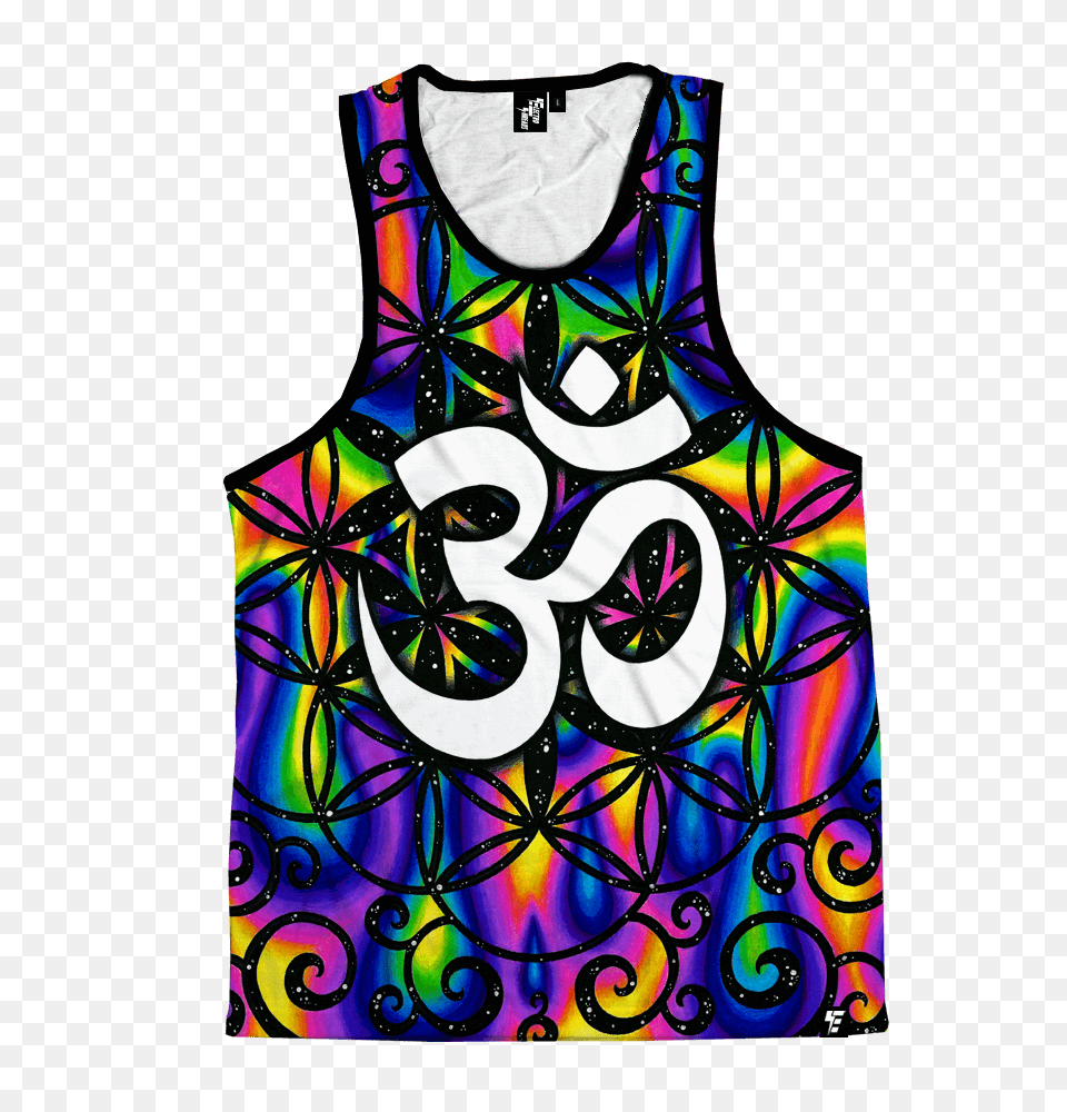 Trippy Om Unisex Tank Top Electro Threads, Clothing, Vest, Adult, Female Free Png