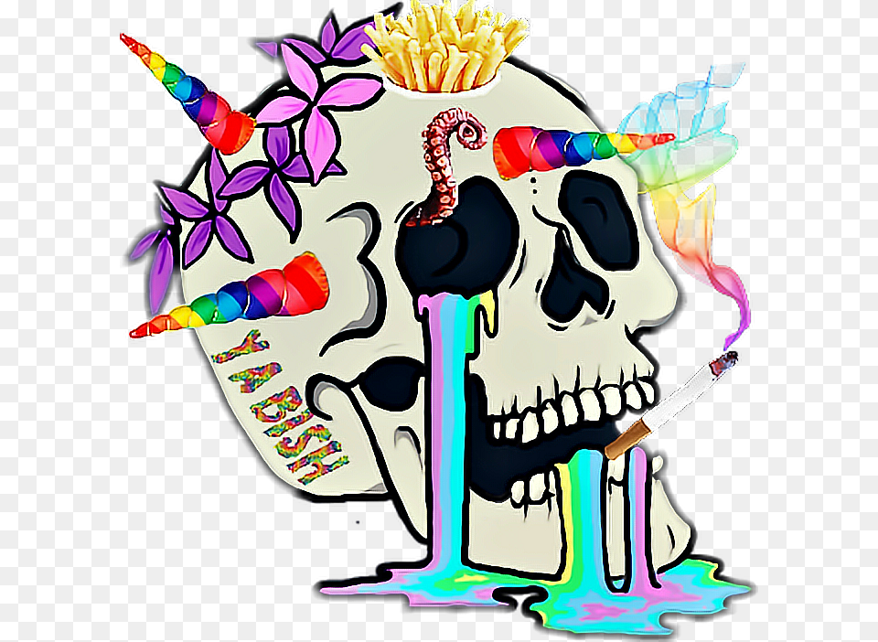 Trippy Skull Smoking, Person, People, Hat, Clothing Png