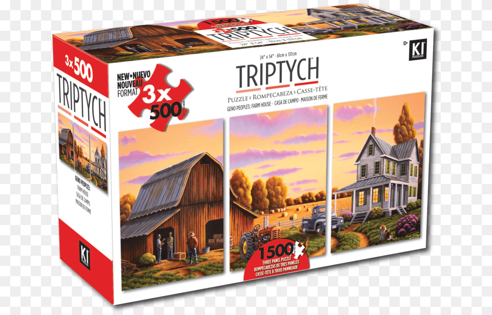 Triptych 500 Pcs X 3 Puzzles Farm House, Person, Countryside, Nature, Outdoors Png Image