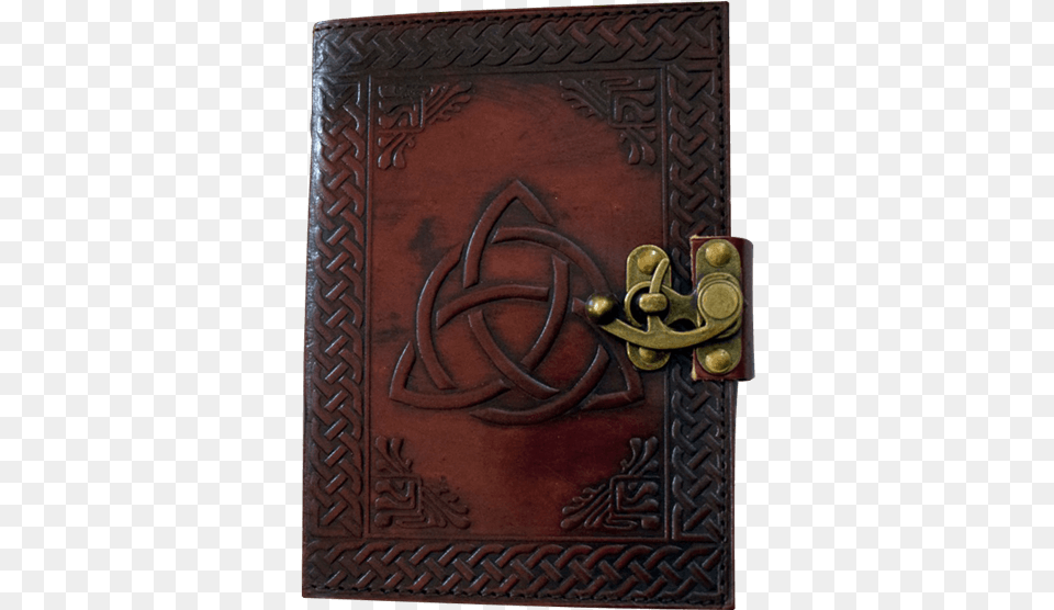 Triquetra Knot Embossed Leather Journal With Lock Wallet, Diary, Bronze, Accessories, Buckle Free Png