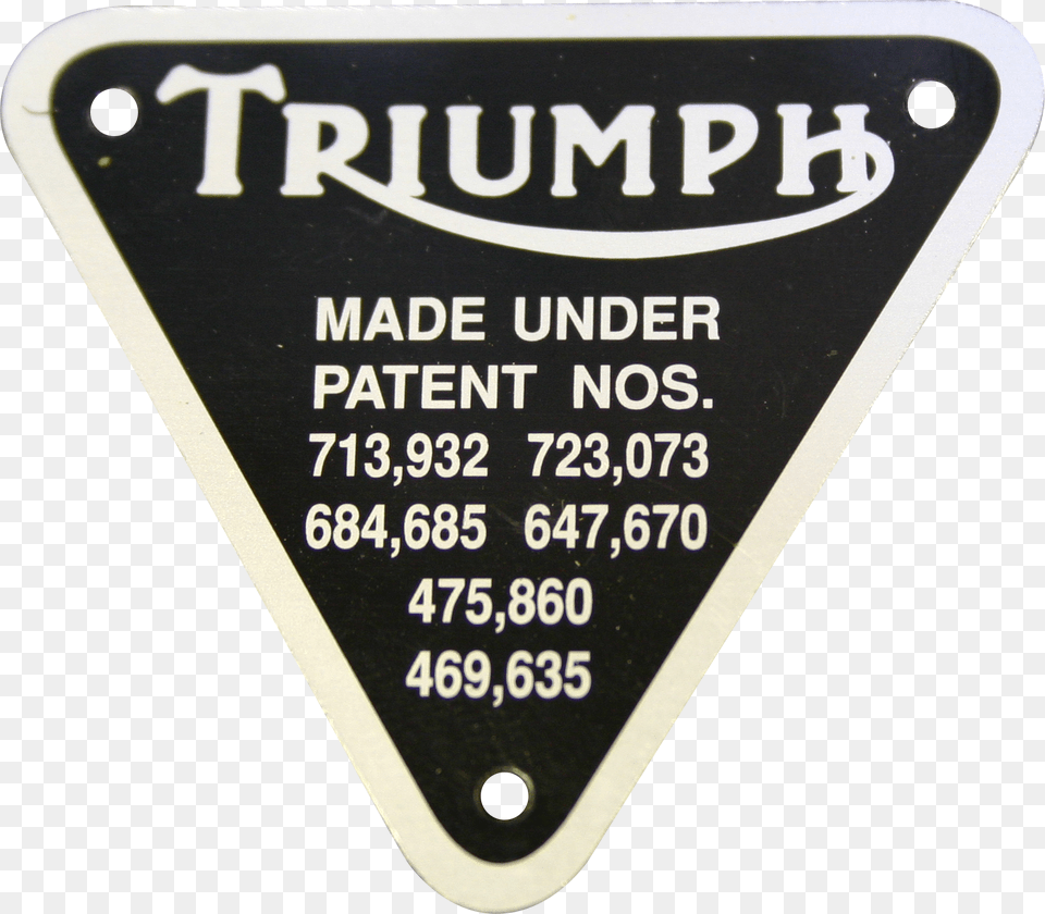 Triumph Patent Plate, Sign, Symbol, Plaque Free Png