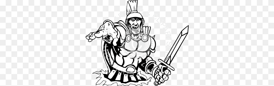 Trojan Busting With Sword, Adult, Male, Man, Person Png Image